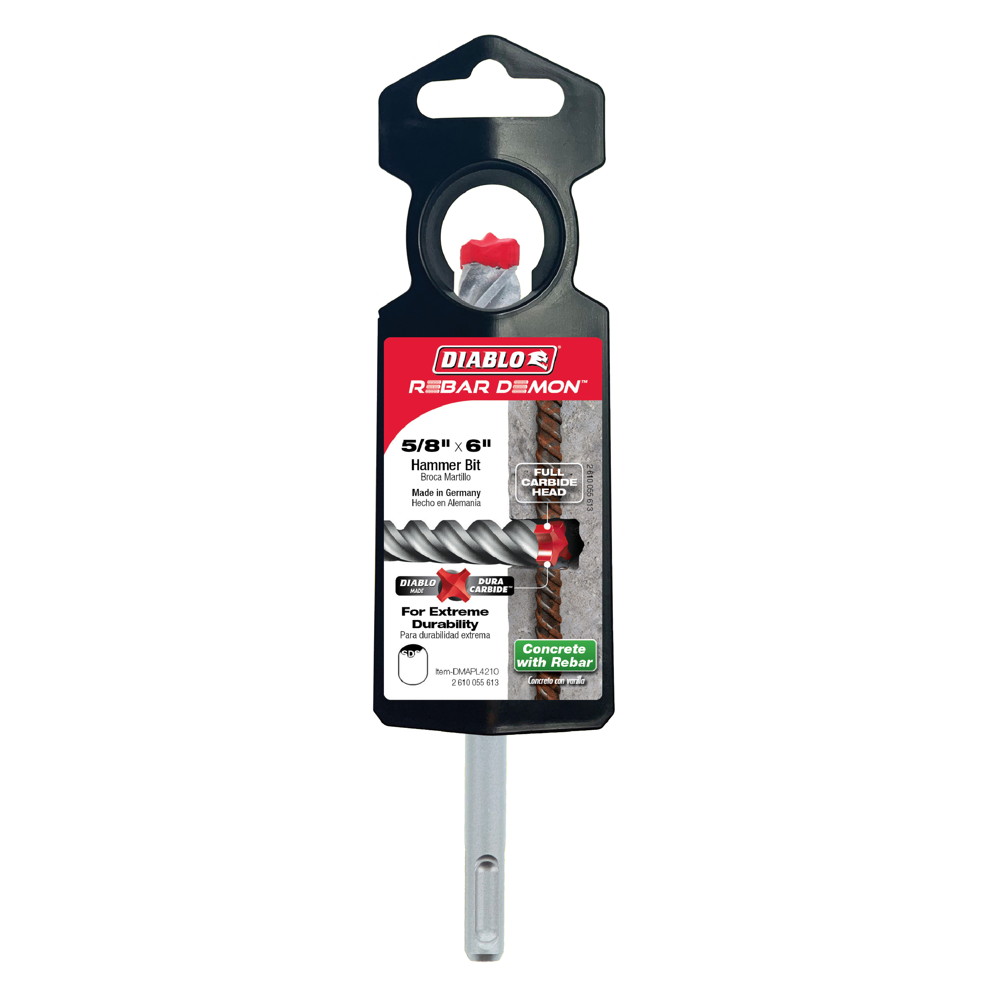 Diablo DMAPL4210 5/8" x 4" x 6" Rebar Demon™ SDS-Plus 4-Cutter Full Carbide Head Hammer Drill Bit