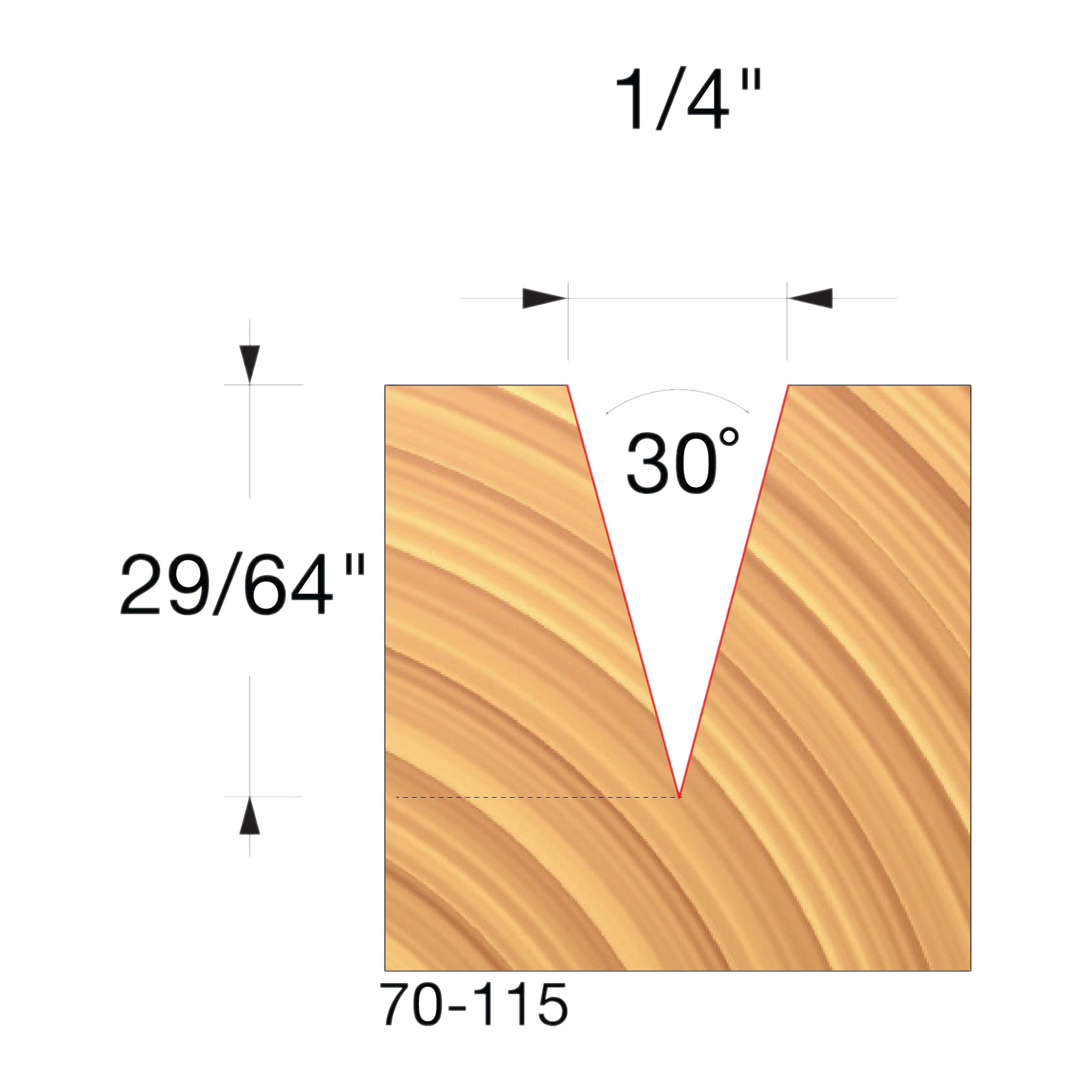 Freud 70-115 30° x 1/4" diameter Engraving V Groove Bit
