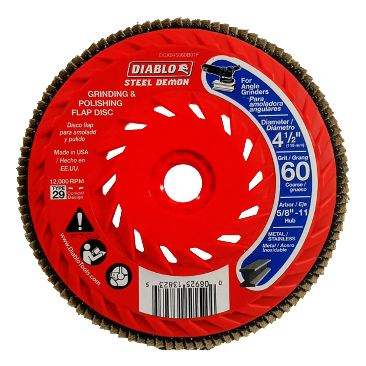 Diablo DCX045060B01F 4-1/2" 60-Grit Steel Demon™ Flap Disc for Metal