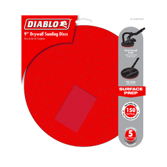 Diablo DCD090150H05G 9" 150-Grit Hook & Lock™ ROS Sanding Discs for Drywall (5-Pack)