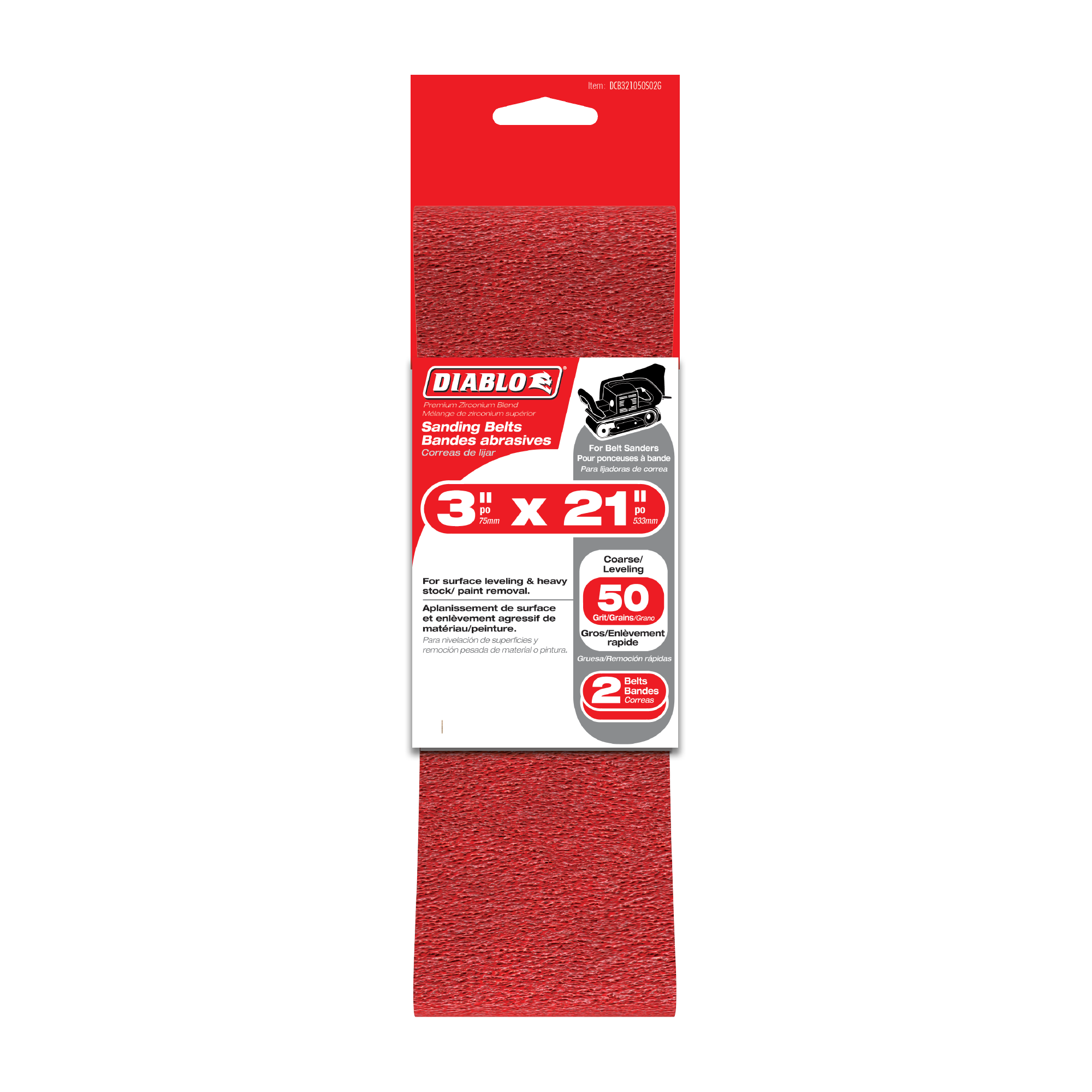 Diablo DCB321050S02G 3" x 21" 50-Grit Sanding Belts (2-Pack)