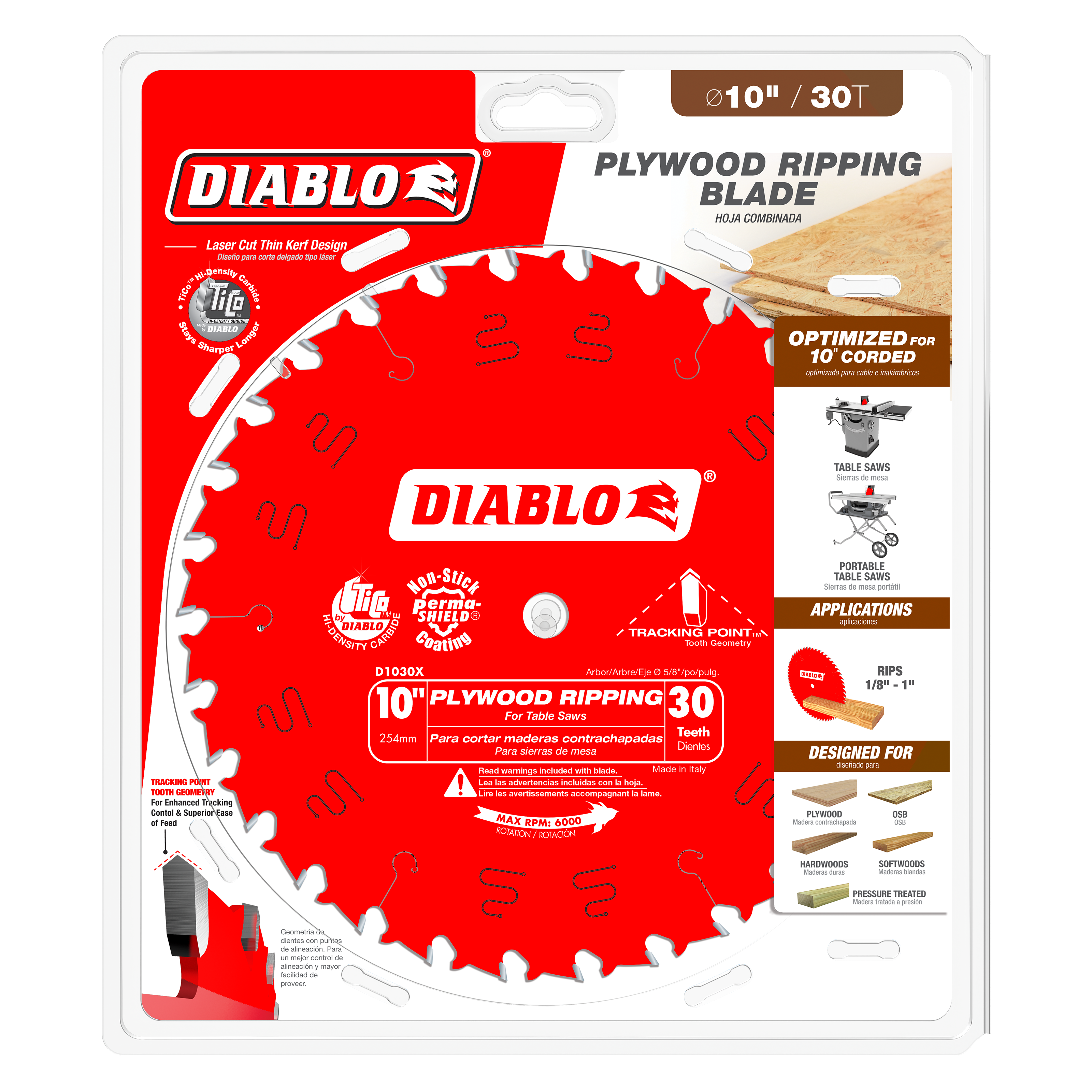 Diablo D1030X 10" x 30-Teeth Plywood Ripping Saw Blade