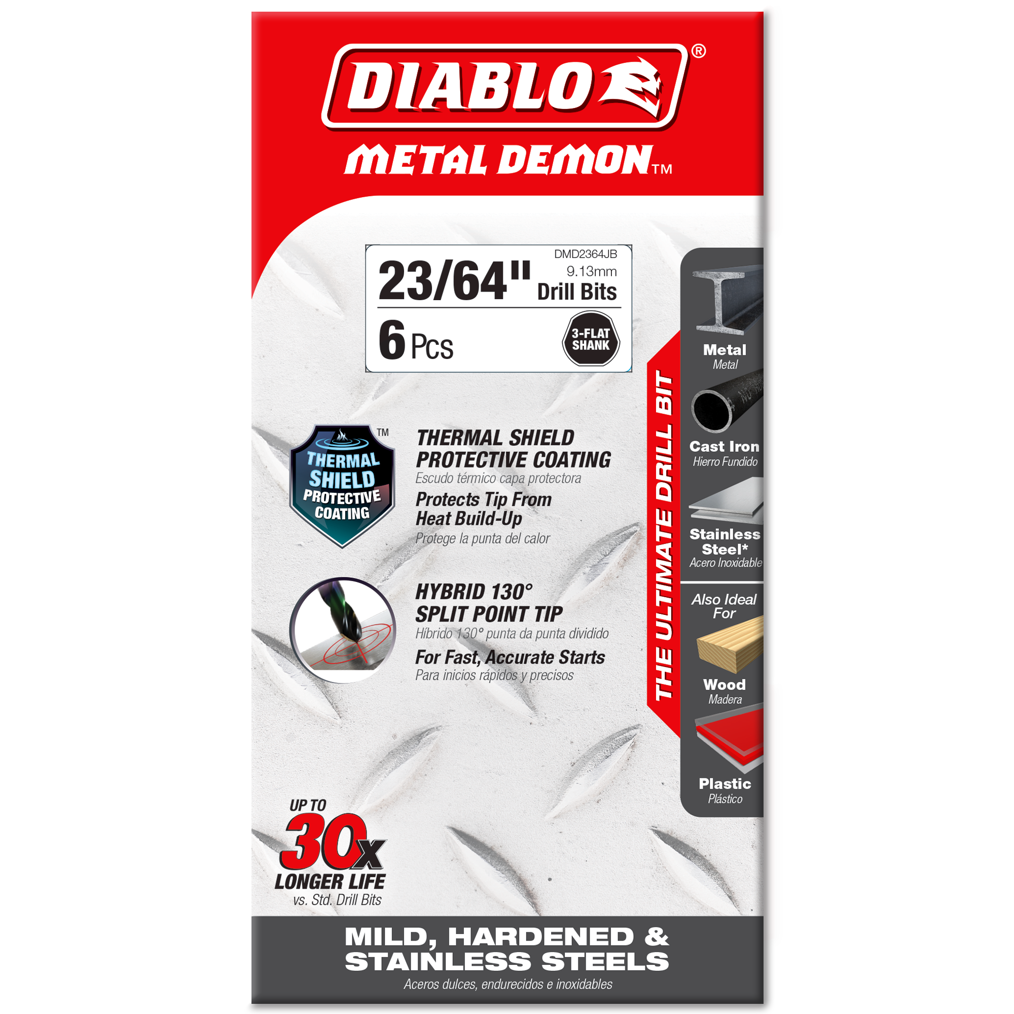 Diablo DMD2364JB 23/64" Metal Demon™ Drill Bits for Mild, Hardened and Stainless Steels