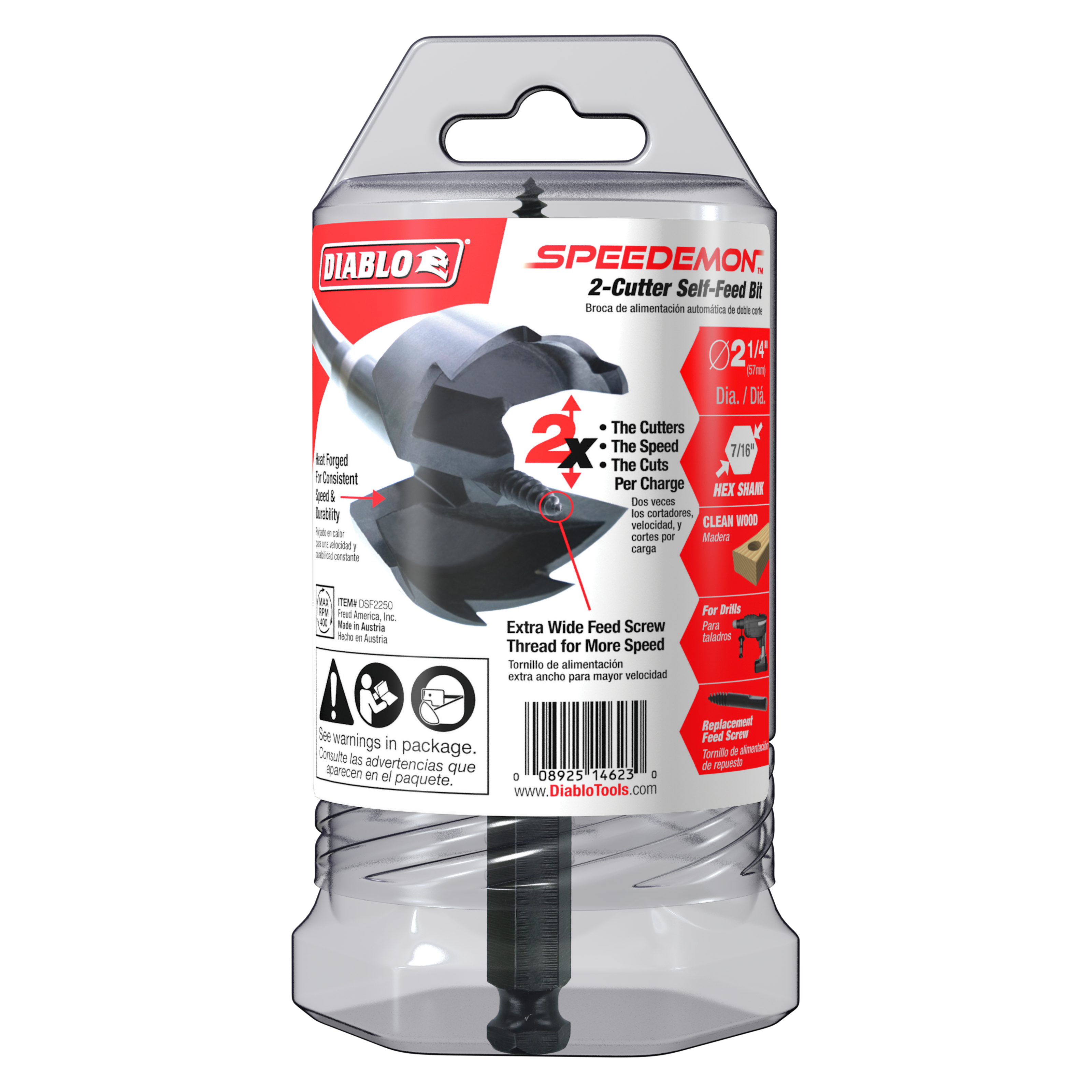 Diablo DSF2250 2-1/4" SPEEDemon™ 2-Cutter Self-Feed Bit