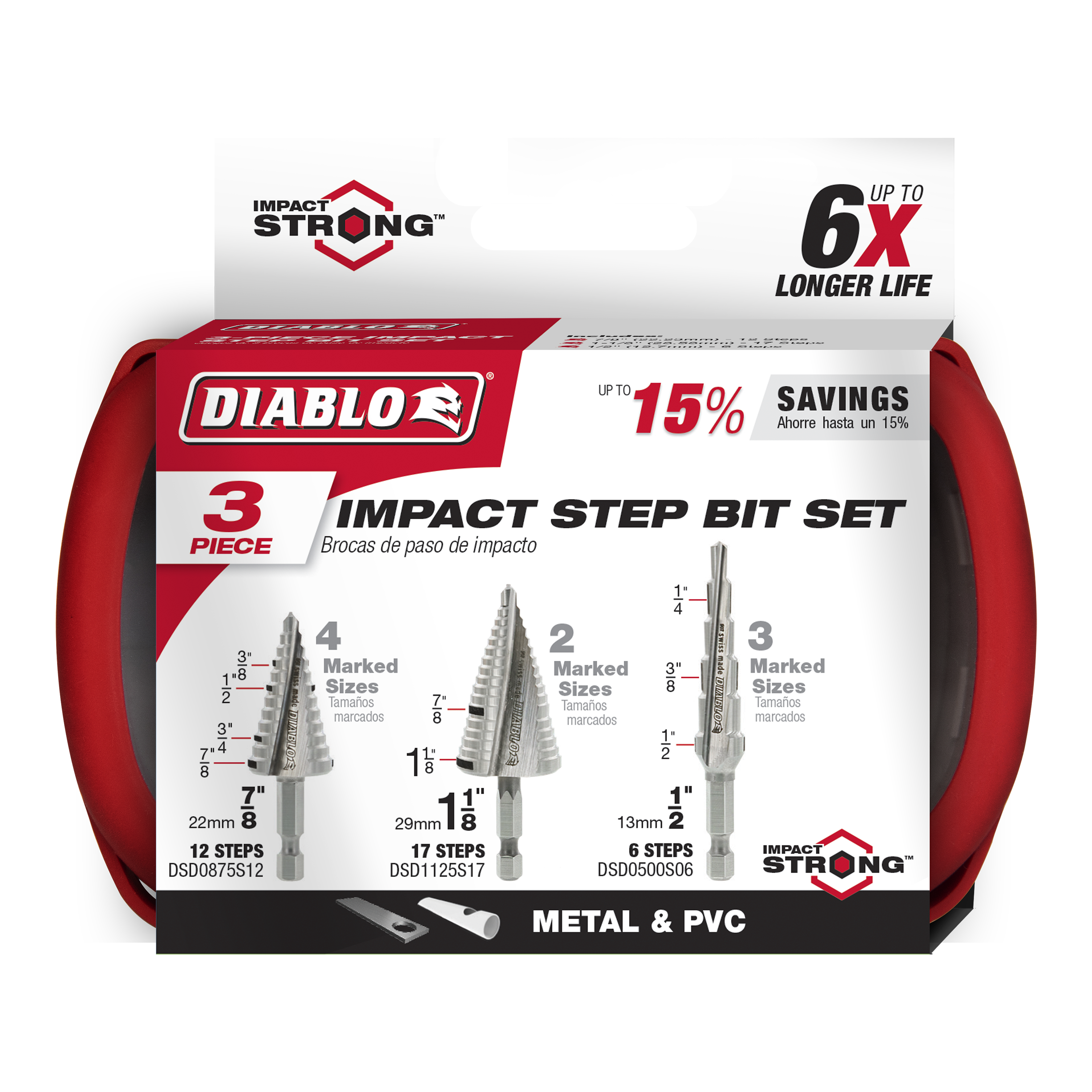 Diablo DSDS003 3 pc Impact Step Drill Bit Set (3-Piece)