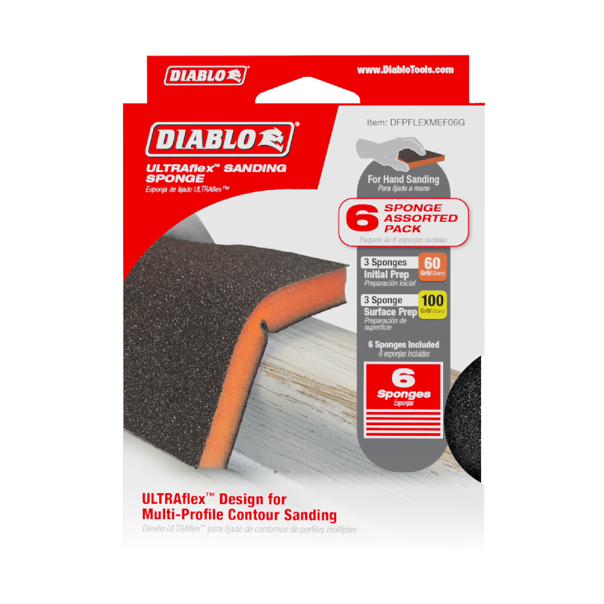 Diablo DFPFLEXMEF06G 5" x 4" Assorted ULTRAflex™ Sanding Sponges (6-Piece)