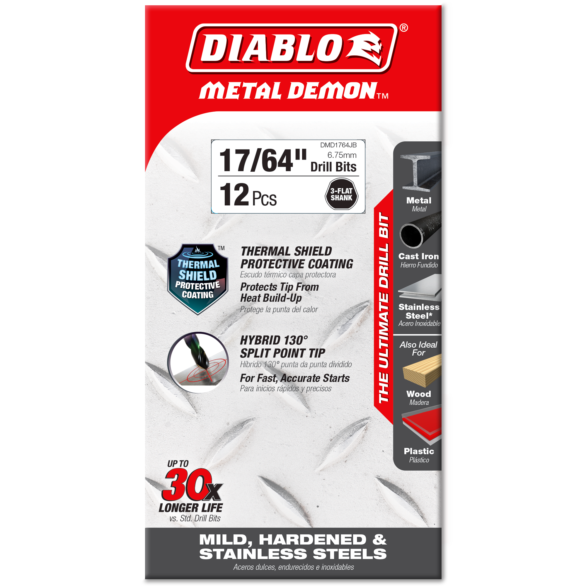 Diablo DMD1764JB 17/64" Metal Demon™ Drill Bits for Mild, Hardened and Stainless Steels (2-Pack)
