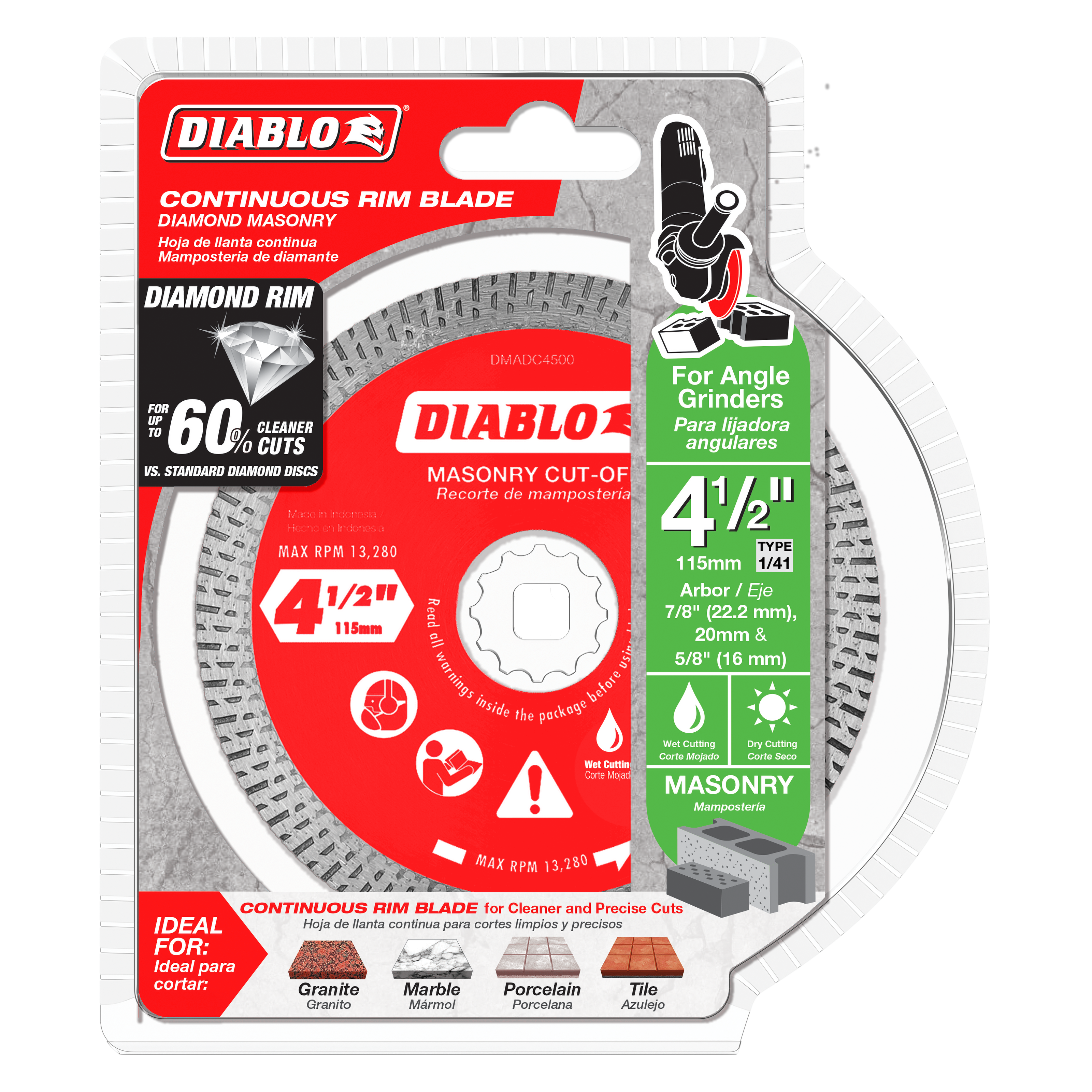 Diablo DMADC0450 4-1/2" Diamond Continuous Rim Masonry Cut-Off Disc