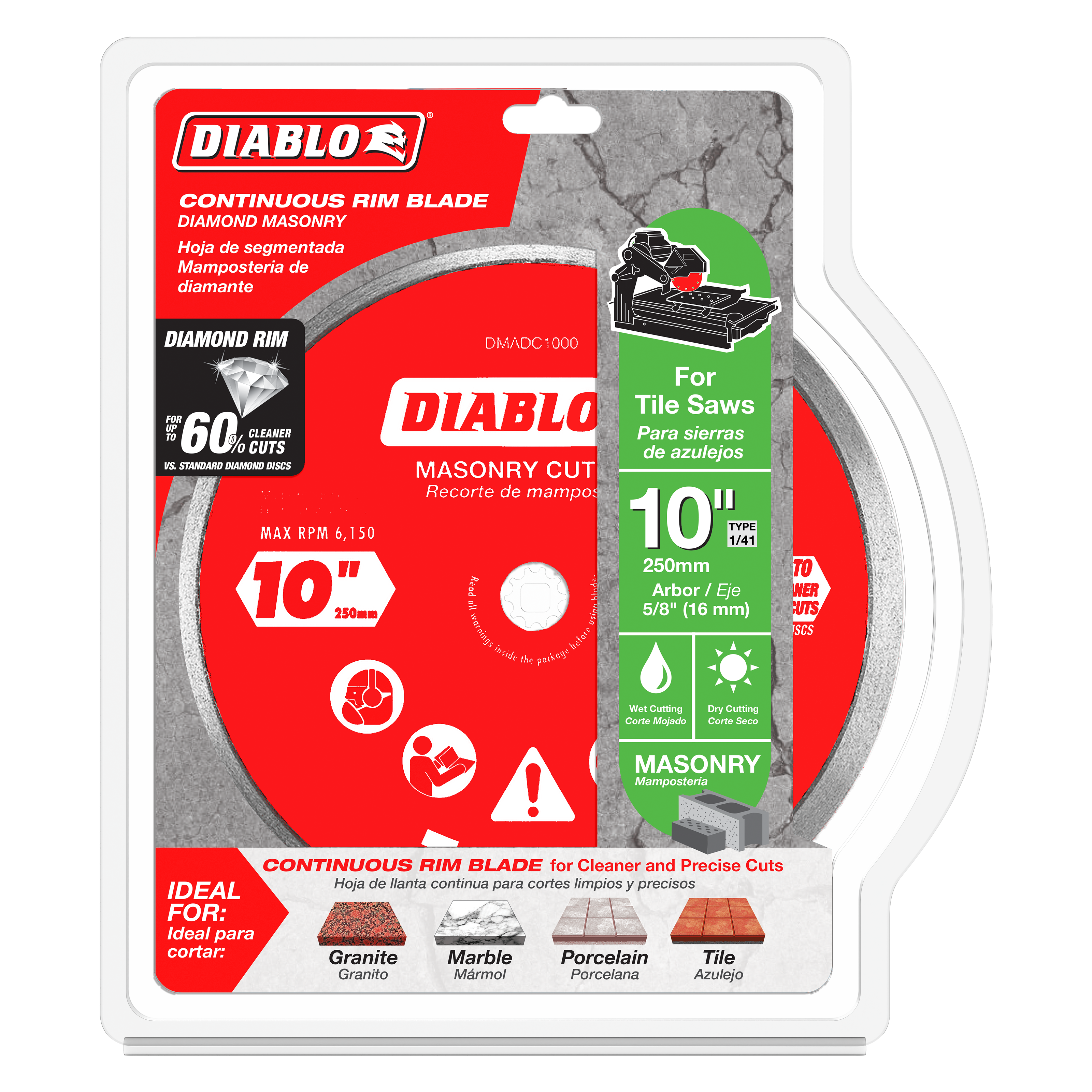 Diablo DMADC1000 10" Diamond Continuous Rim Masonry Cut-Off Disc