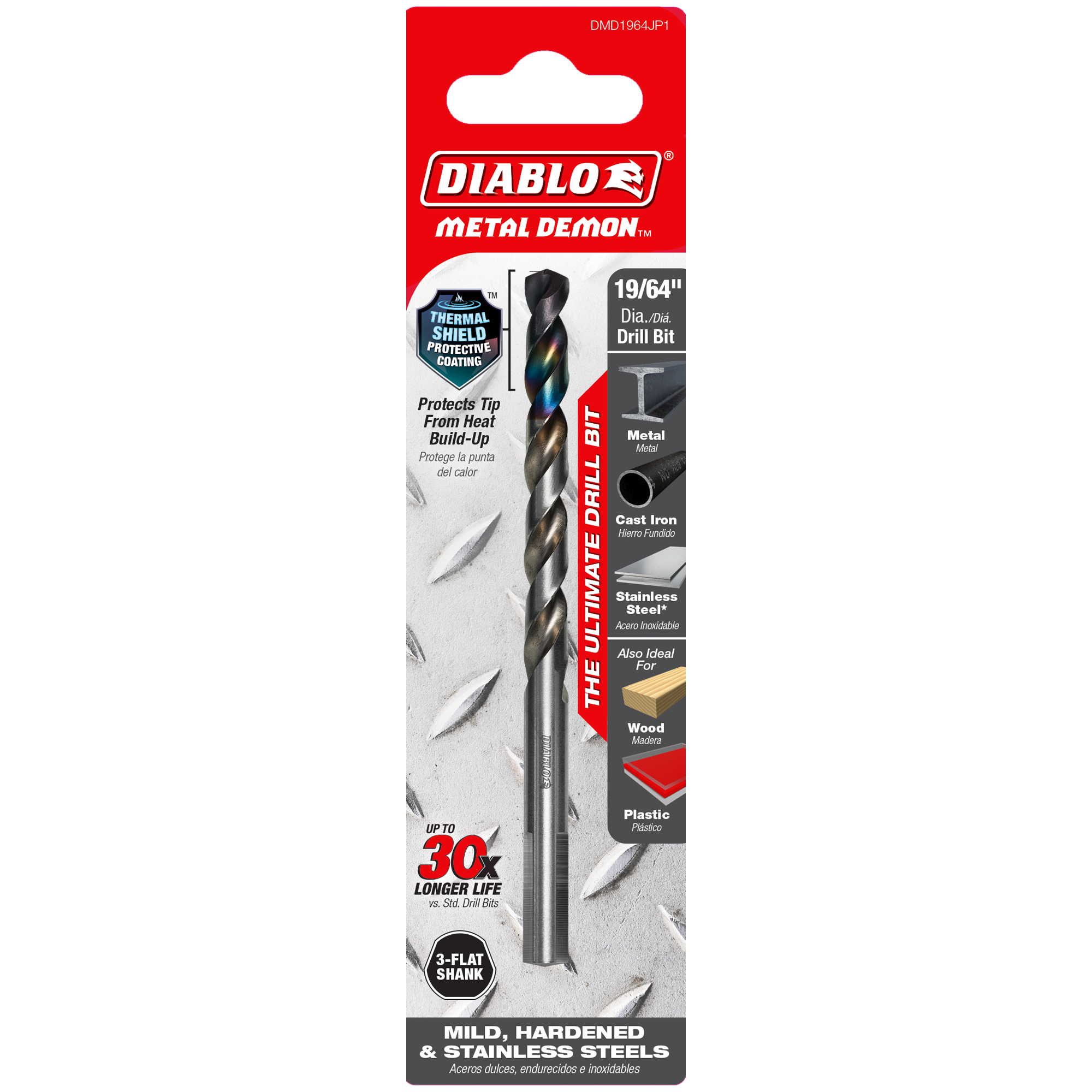 Diablo DMD1964JP1 19/64" Metal Demon™ Drill Bit for Mild, Hardened and Stainless Steels