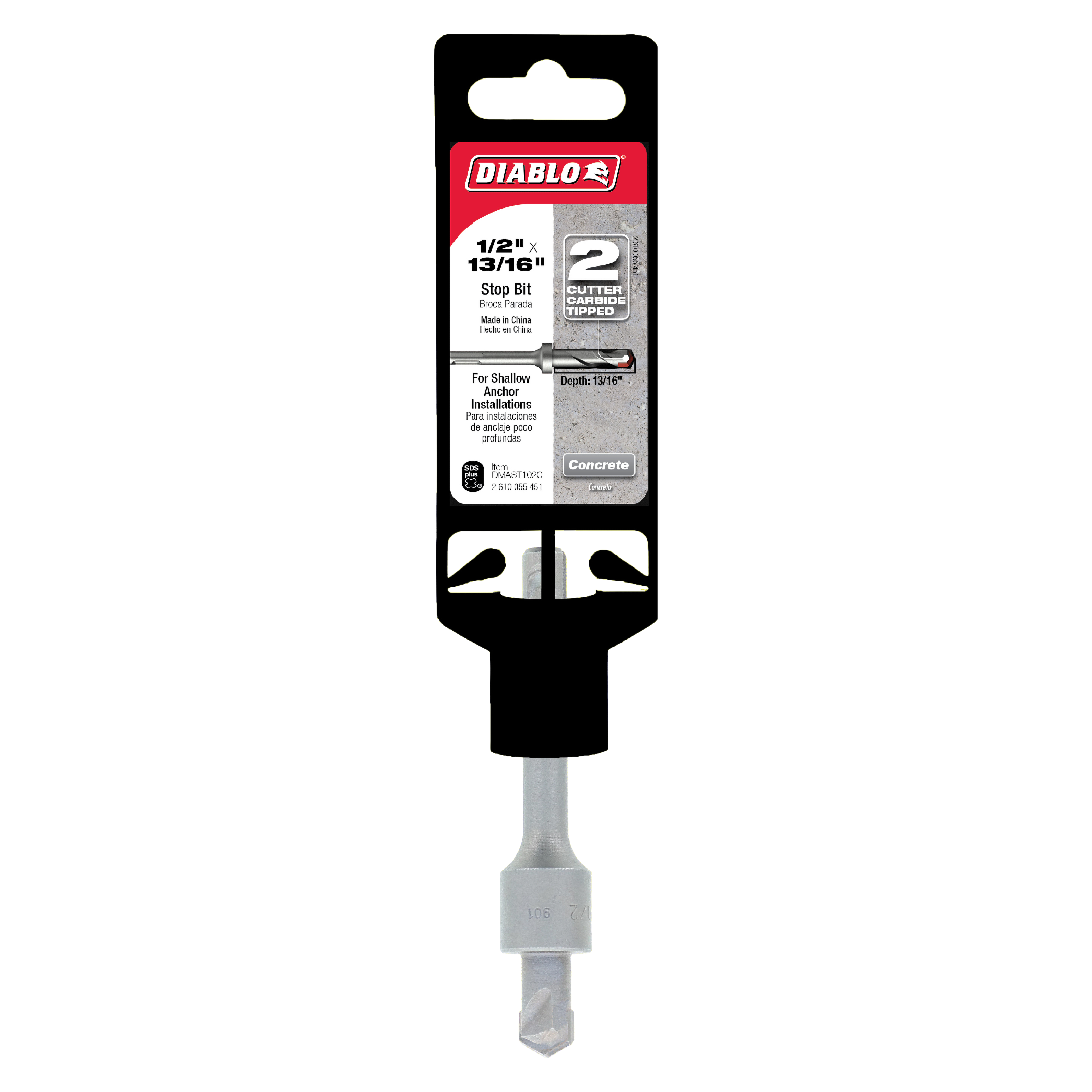 Diablo DMAST1020 1/2" x 13/16" SDS-Plus 2-Cutter Carbide-Tipped Hammer Stop Bit