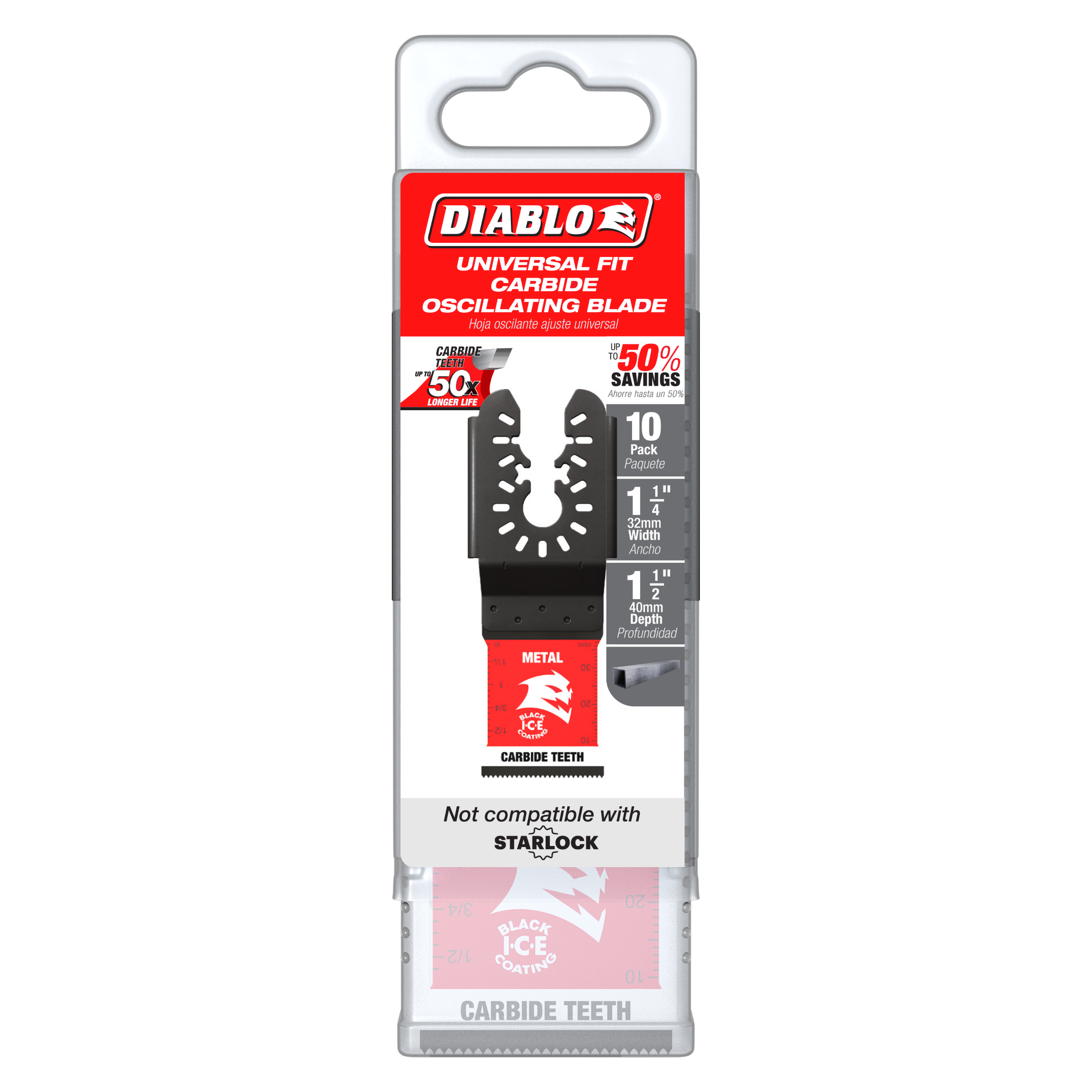 Diablo DOU125CF10 1-1/4" AMPED™ Steel Demon™ Universal Fit Carbide Teeth Oscillating Blades for Metal (10-Pack)