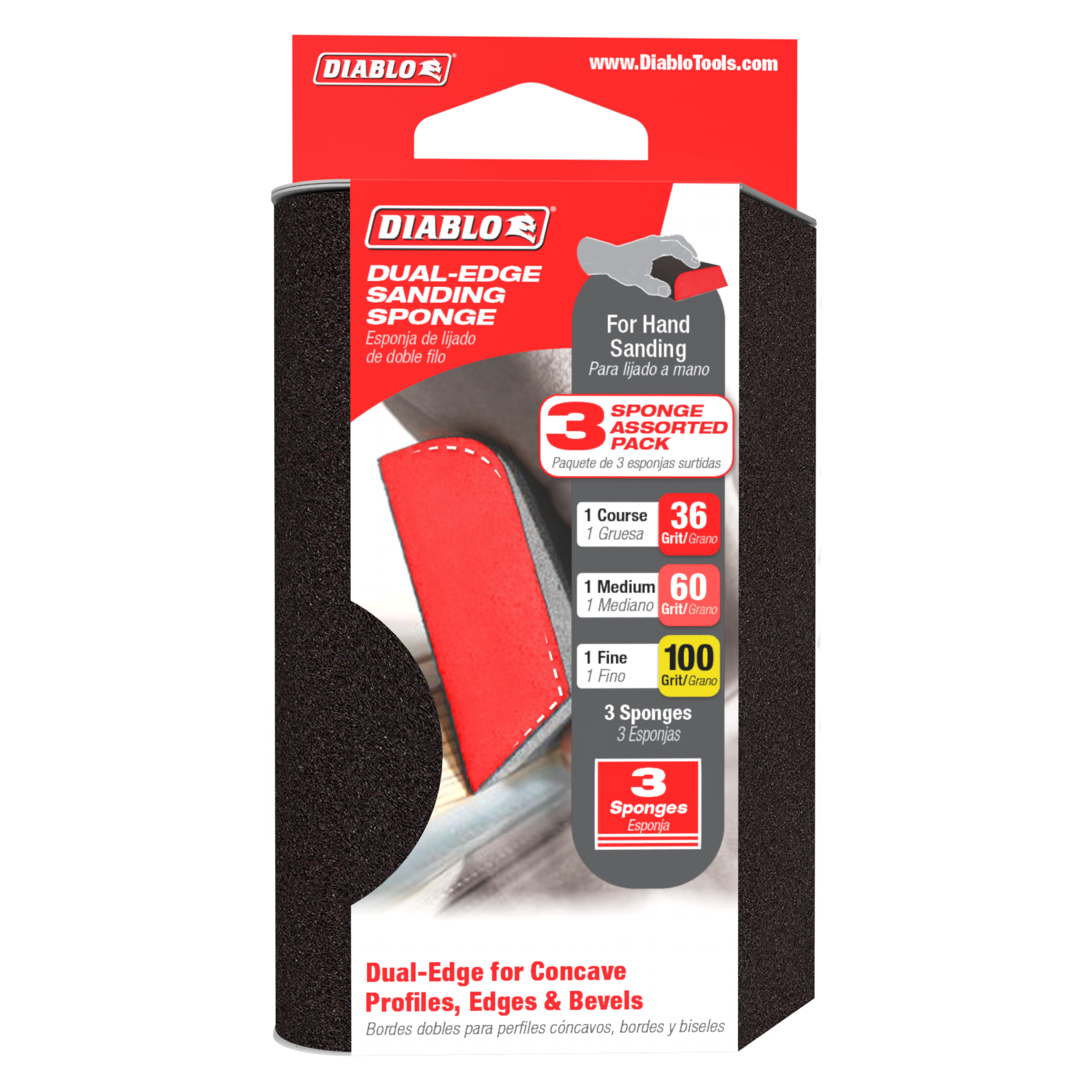 Diablo DFBCOMBAST03G Assorted Dual-Edge Sanding Sponges (3-Piece)