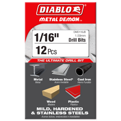 Diablo DMD116JB 1/16" Metal Demon™ Drill Bits for Mild, Hardened and Stainless Steels