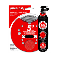 Diablo DCD050120H04G 5" 120-Grit Hook & Lock™ ROS Sanding Discs (4-Pack)