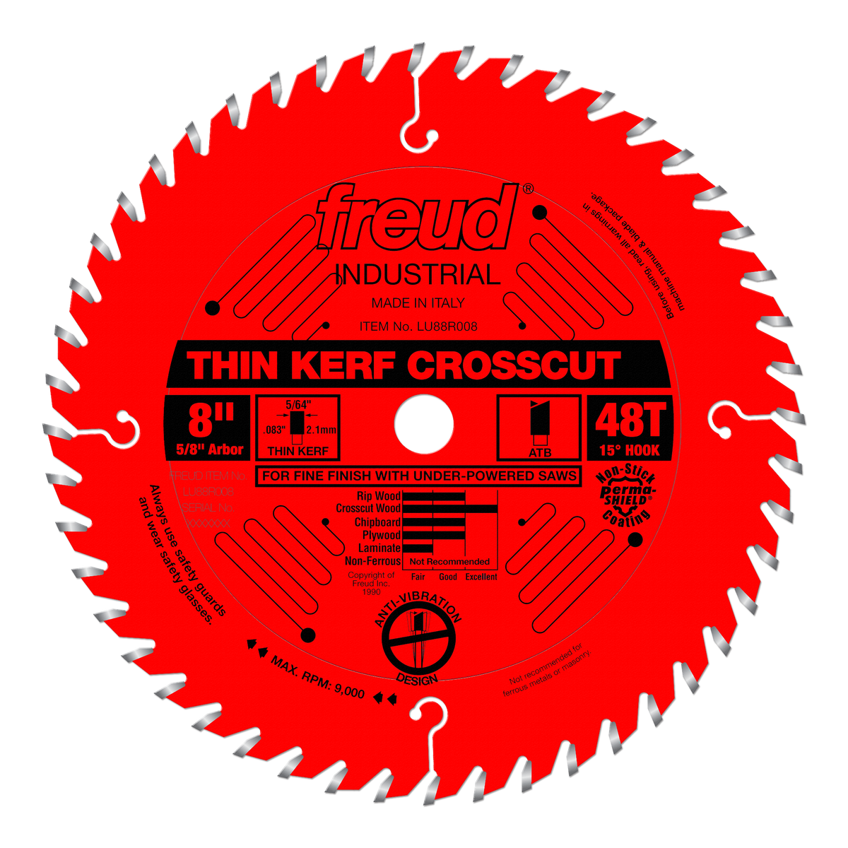 Freud LU88R008 8" Thin Kerf Fine Finish Crosscut Blade