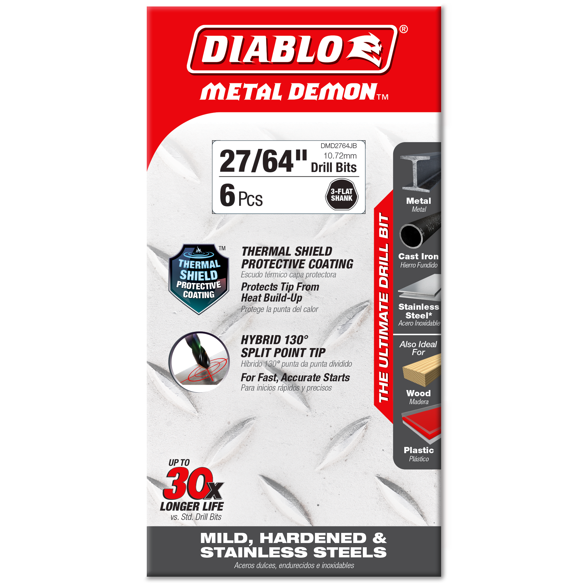 Diablo DMD2764JB 27/64" Metal Demon™ Drill Bits for Mild, Hardened and Stainless Steels