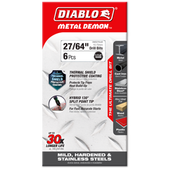 Diablo DMD2764JB 27/64" Metal Demon™ Drill Bits for Mild, Hardened and Stainless Steels