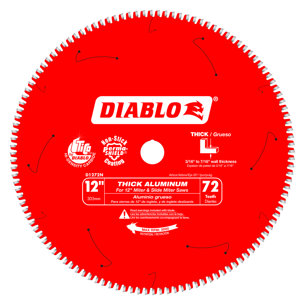 Diablo D1272N 12" x 72-Teeth Saw Blade for Thick Aluminum