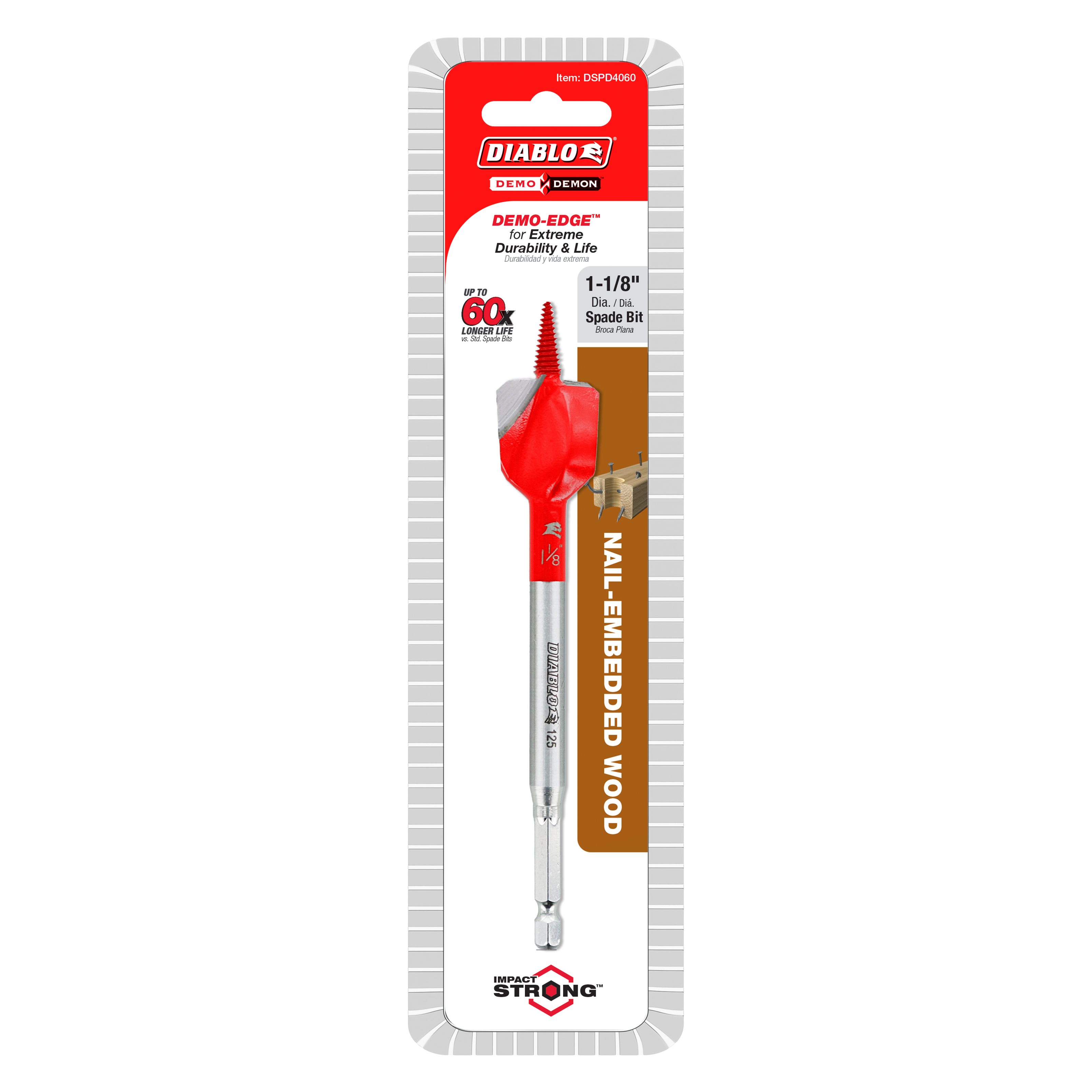 Diablo DSPD4060 1-1/8" x 6" Demo Demon™ Spade Bit for Nail-Embedded Wood