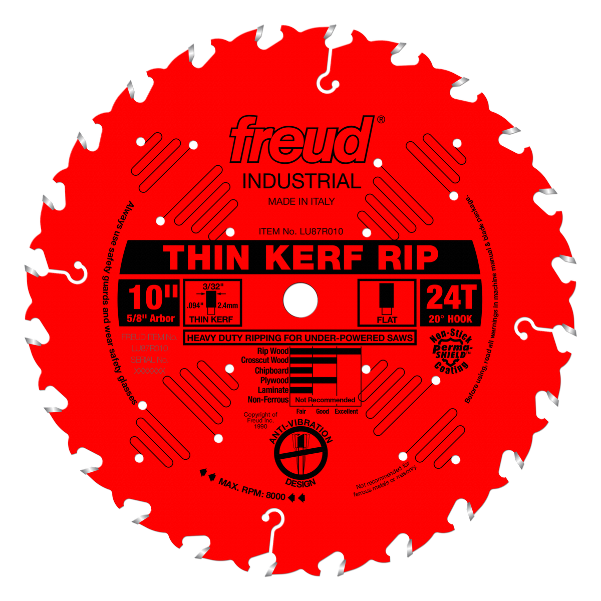 Freud LU87R010 10" Thin Kerf Rip Blade