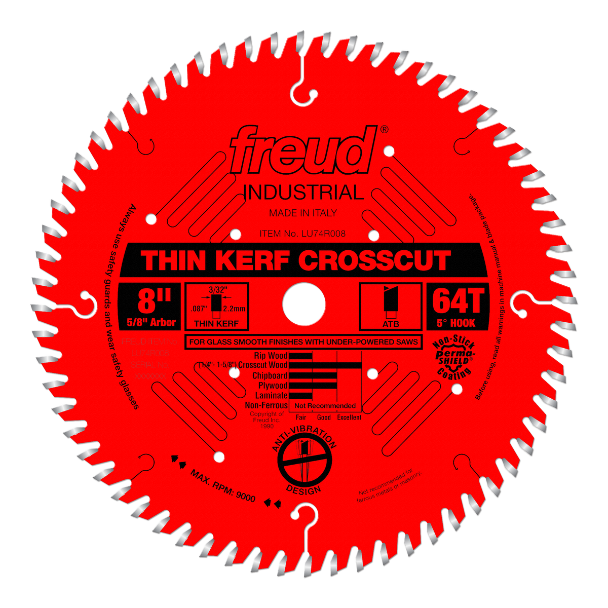 Freud LU74R008 8" Thin Kerf Ultimate High Production Cut-Off Saw Blade