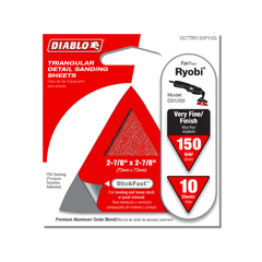 Diablo DCTTRI150P10G 2-7/8" x 2-7/8" 150-Grit StickFast™ Triangular Detail Sanding Sheets (10-Pack)