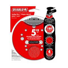 Diablo DCD050180H04G 5" 180-Grit Hook & Lock™ ROS Sanding Discs (4-Pack)