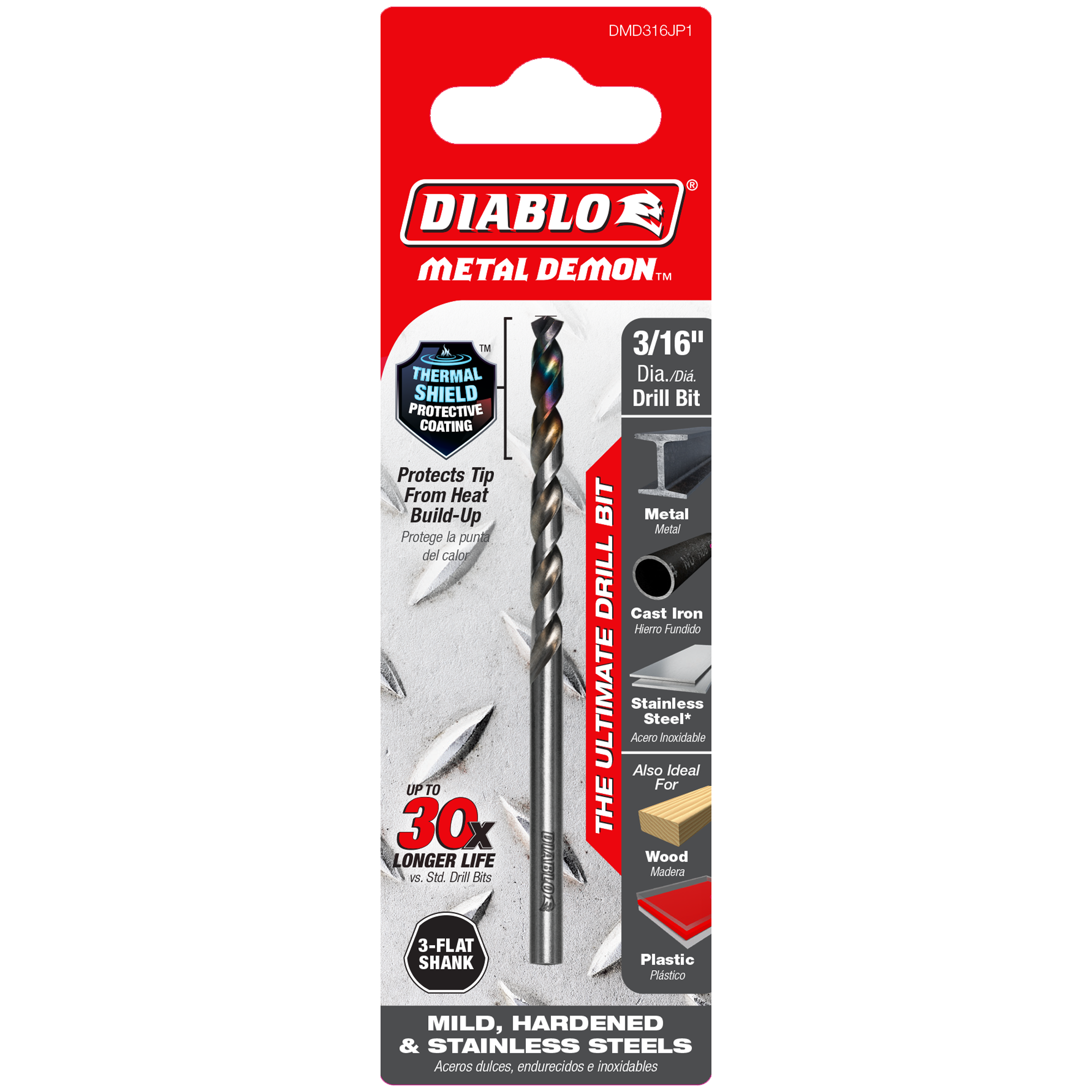 Diablo DMD316JP1 3/16" Metal Demon™ Drill Bit for Mild, Hardened and Stainless Steels