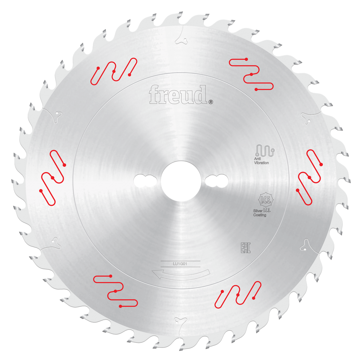 Freud LU1G01 250mm Carbide Tipped Blade for Ripping & Crosscutting, Rounded tooth on the side.