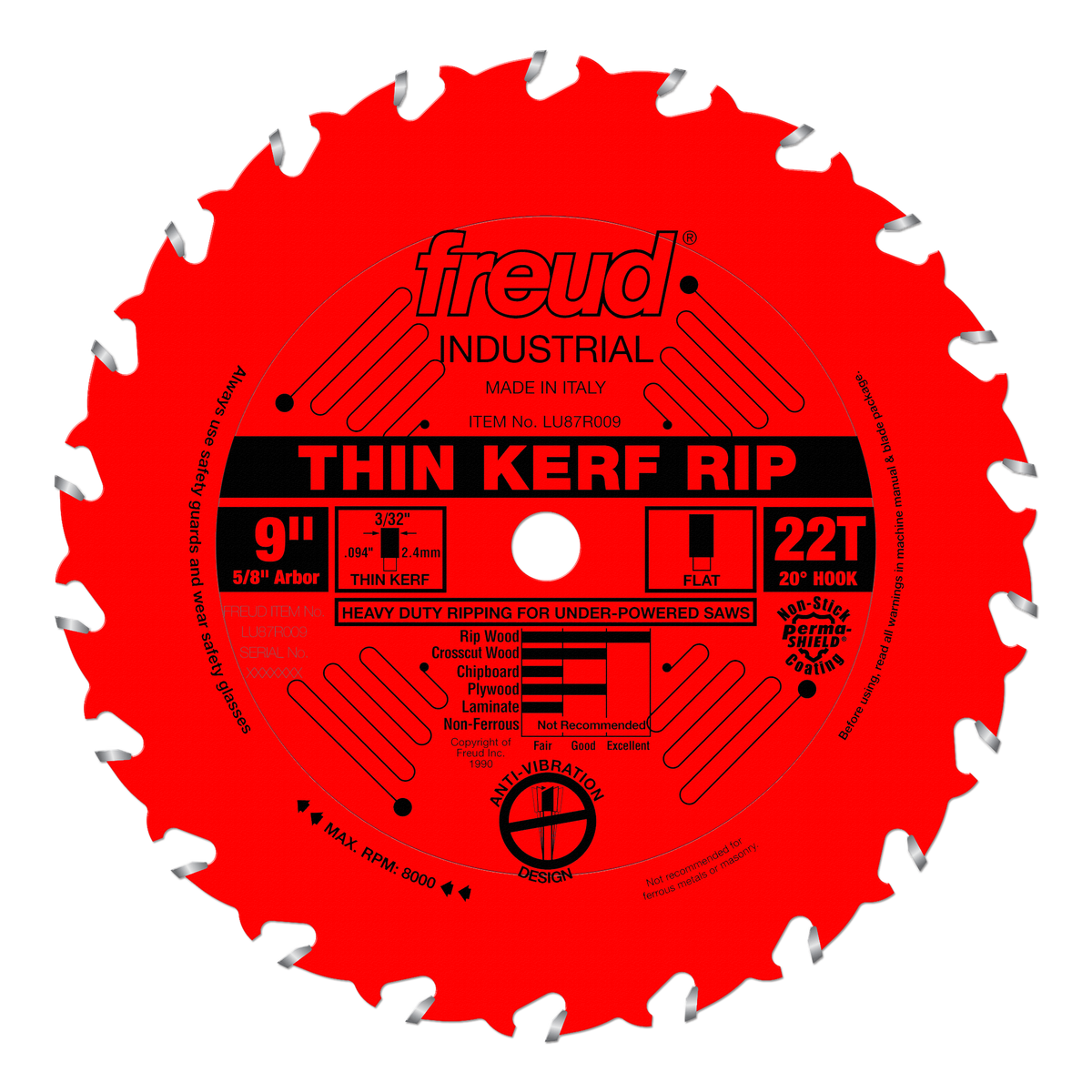 Freud LU87R009 9" Thin Kerf Rip Blade