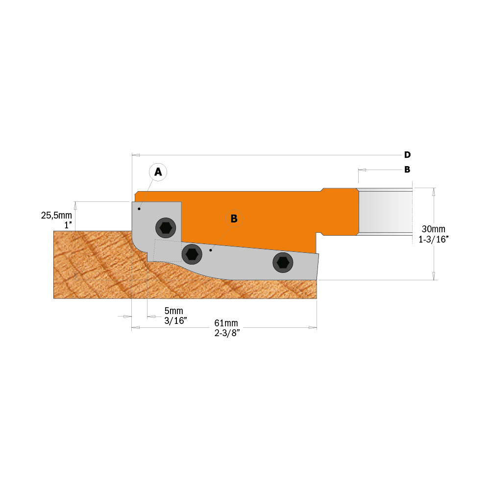 CMT 694.013.31 PROFESSIONAL RAISED PANEL CUTTER HEADS D=7-13/64’’  B=1-1/4”