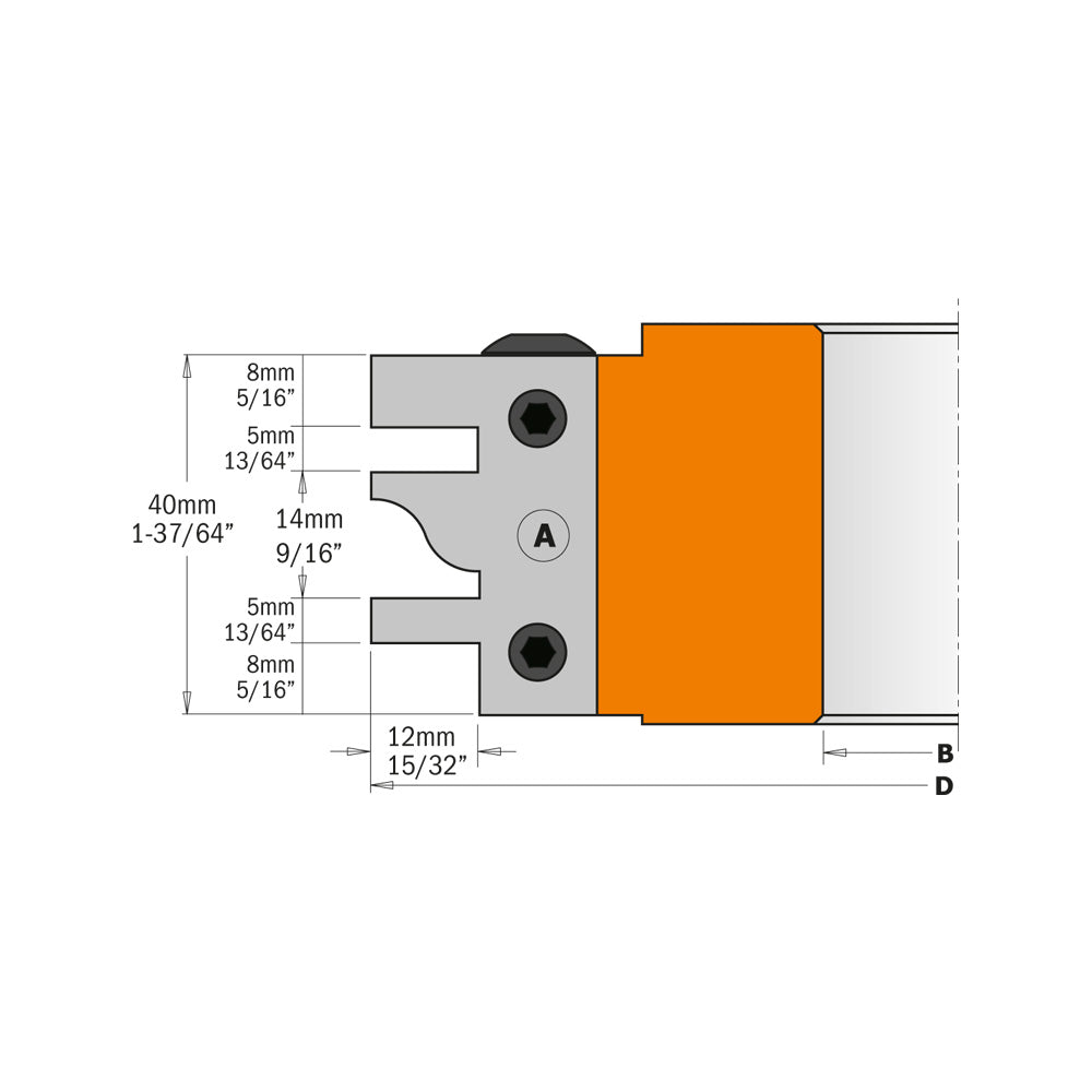 CMT 694.014.31 1-PIECE RAIL & STILE CUTTER HEADS D=4-23/32’’  B=1-1/4”