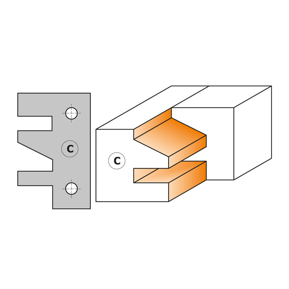 CMT 694.014.31 1-PIECE RAIL & STILE CUTTER HEADS D=4-23/32’’  B=1-1/4”