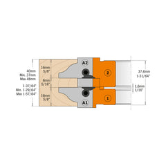 CMT 694.015.31 PROFILE & COUNTER PROFILE CUTTER HEAD SETS D=5-13/64’’  B=1-1/4”