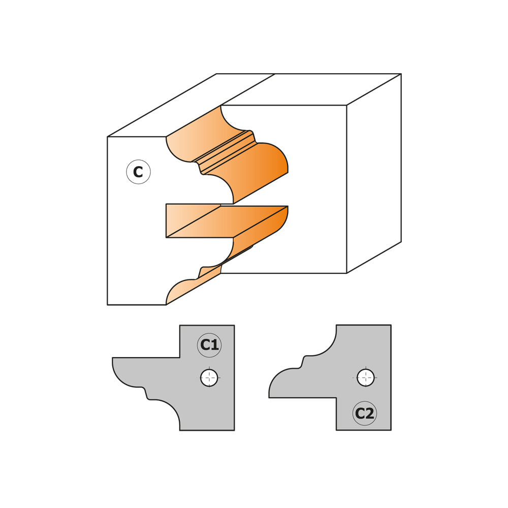 CMT 694.015.31 PROFILE & COUNTER PROFILE CUTTER HEAD SETS D=5-13/64’’  B=1-1/4”