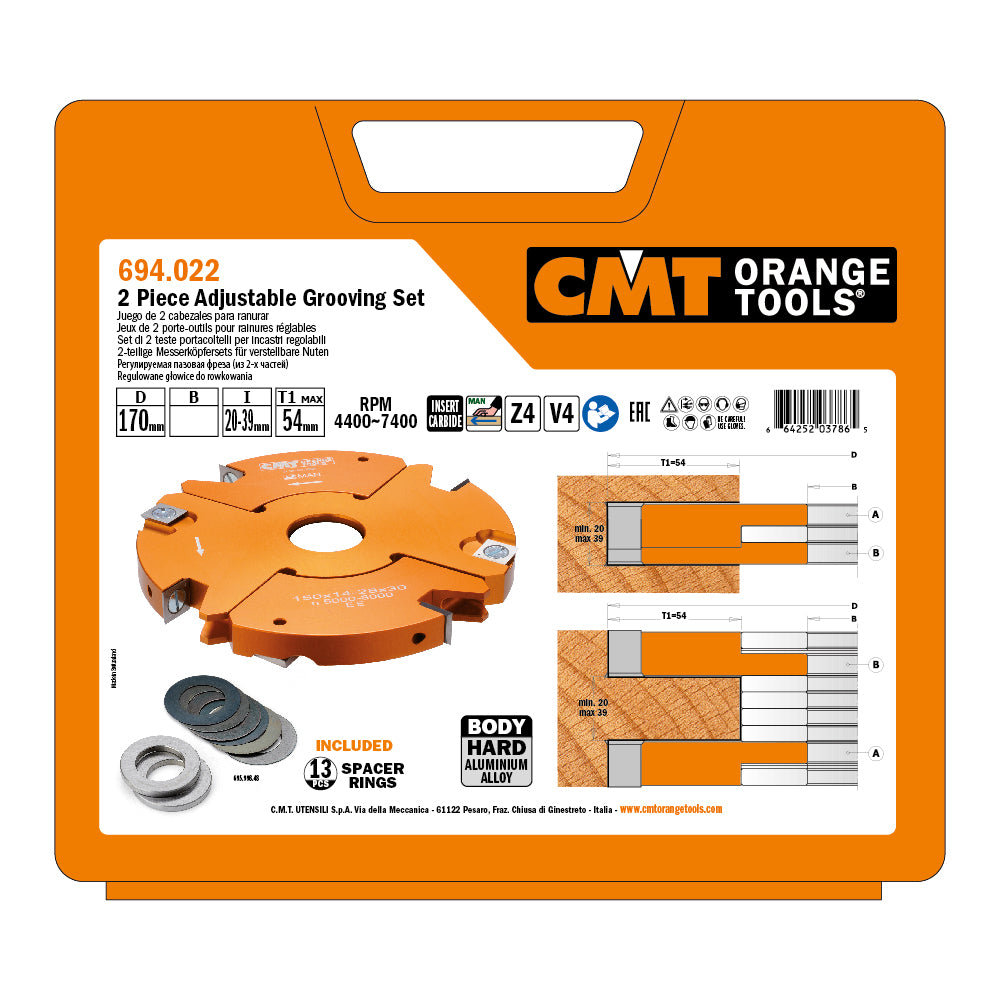 CMT 694.022.31 2-PIECE ADJUSTABLE GROOVING SETS D=6-45/64’’  B=1-1/4”