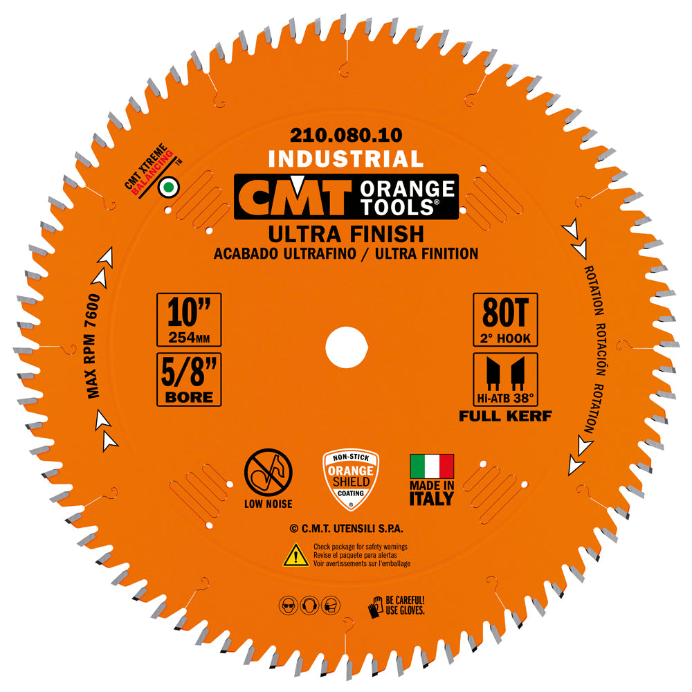 CMT 210.080.10 ULTRA FINISH-PLYWOOD & MELAMINE 10”x0.126”/0.087”x5/8’’  T=80 Hi-ATB