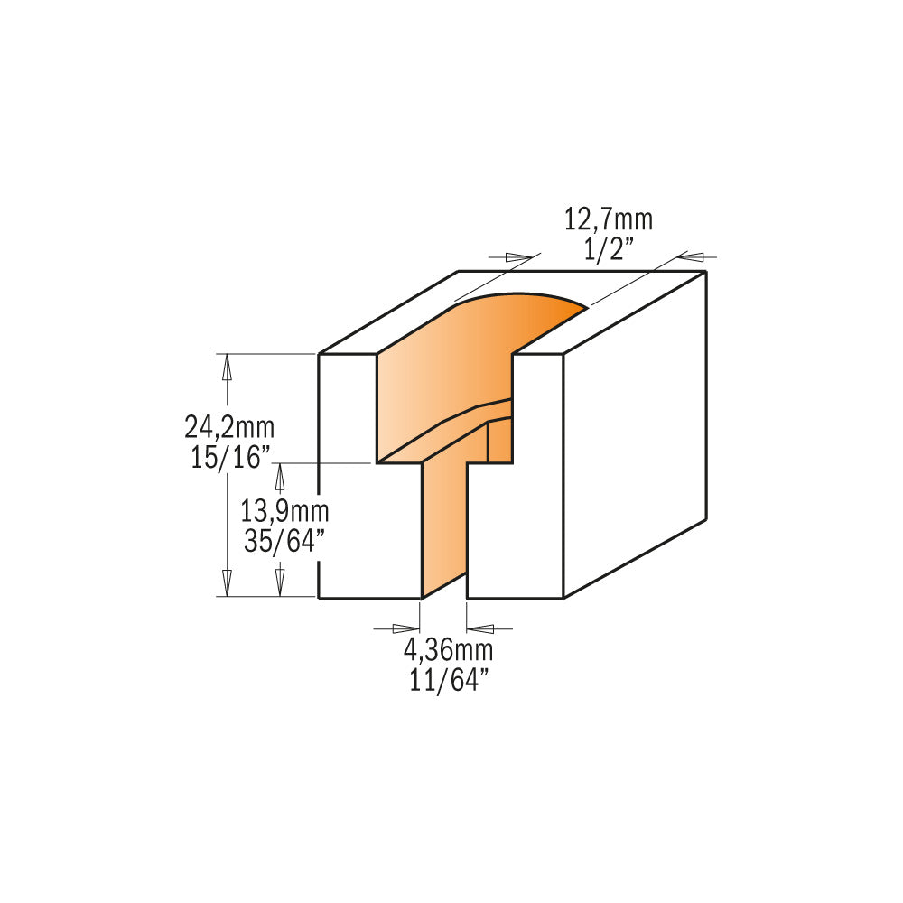 CMT 813.601.11 SCREW SLOT BIT D=1/2”  d=11/64”  S=1/2”