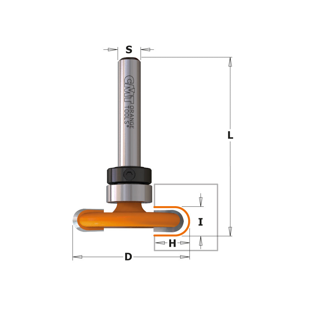 CMT 822.024.11B FLOORING ROUTER BITS  D=1-1/4”x1/4”  R=1/8”  S=1/4”