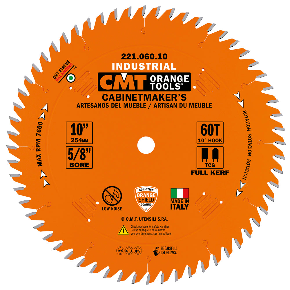 CMT 221.060.10 CABINETMAKER’S 10”x0.126”/0.087”x5/8’’  T=60 TCG