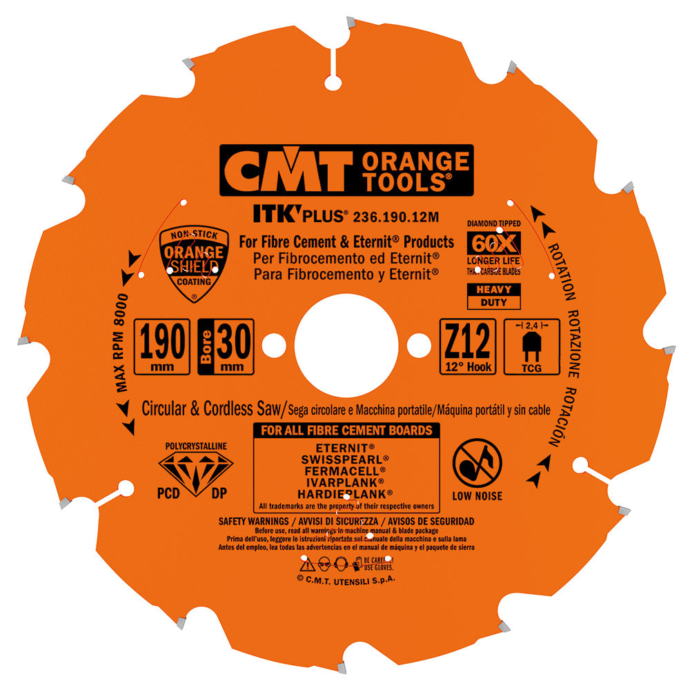 CMT 236.190.04M DIAMOND FOR FIBER CEMENT PRODUCTS D=190x2.4/1.8x30mm  T=4 TCG