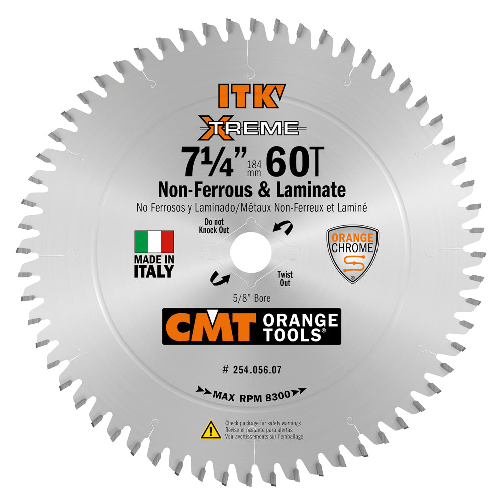 CMT 254.056.07 NON-FERROUS & LAMINATE 7-1/4’’x0.098”x5/8”<>  T=60 TCG (-6° NEG)