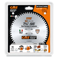 CMT 254.056.07 NON-FERROUS & LAMINATE 7-1/4’’x0.098”x5/8”<>  T=60 TCG (-6° NEG)