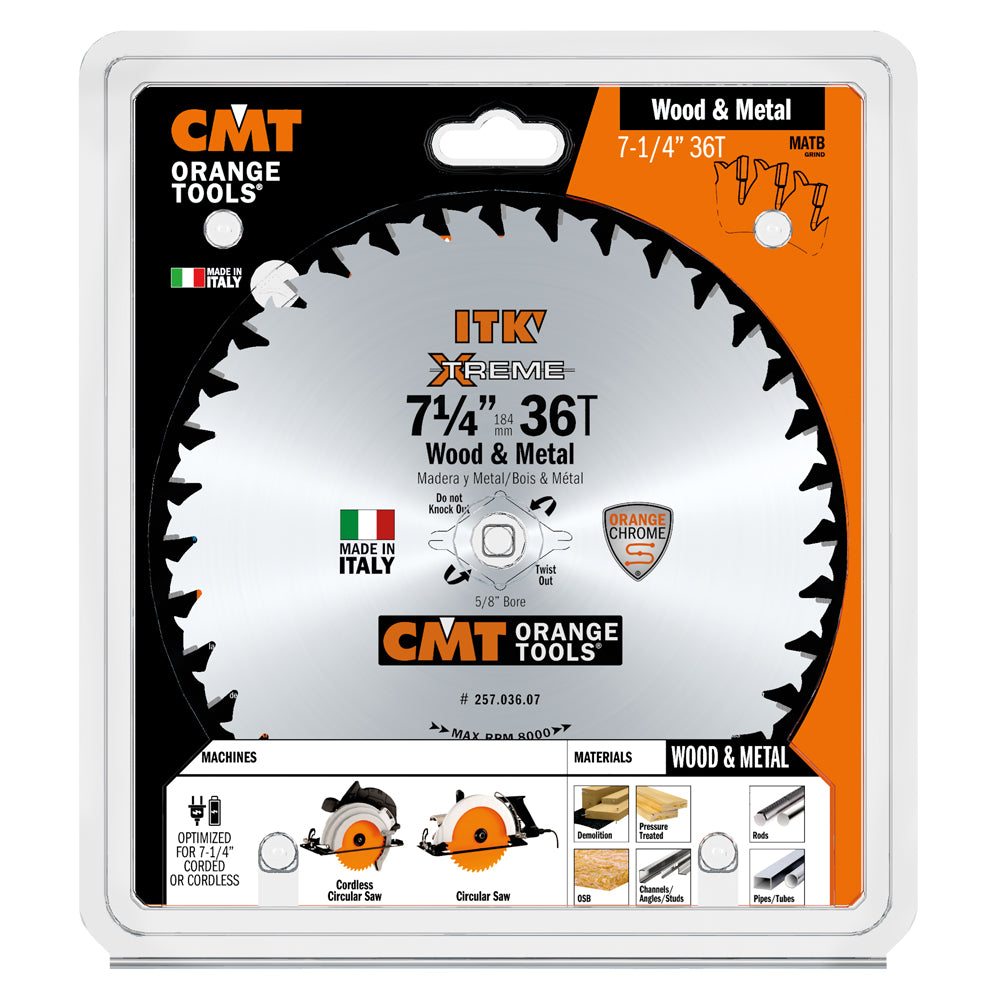 CMT 257.036.07 WOOD & METAL 7-1/4”x0.067”/0.049”x5/8”<>  T=36 MATB