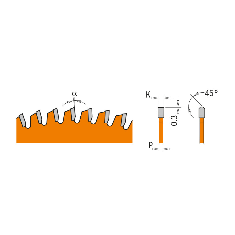 CMT 296.210.64M THICK NON-FERROUS METAL & MELAMINE 8-1/4”x30mm   T=64 TCG (-6° NEG)