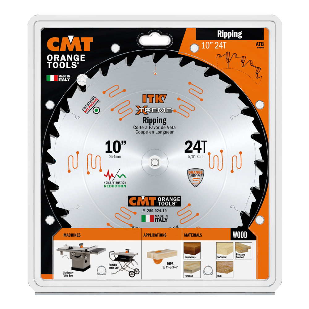 CMT 250.024.10 FRAMING & RIPPING 10’’x0.102”/0.071”x5/8’’  T=24 ATB