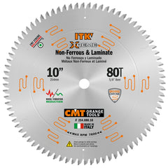 CMT 254.080.10 NON-FERROUS & MELAMINE 10’’x0.102”x5/8’’  T=80 TCG (-6° NEG)