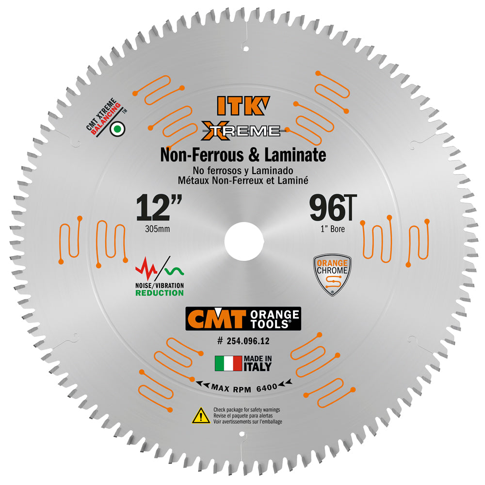 CMT 254.096.12 NON-FERROUS & MELAMINE 12’’x0.102”x1’’  T=96 TCG (-6° NEG)