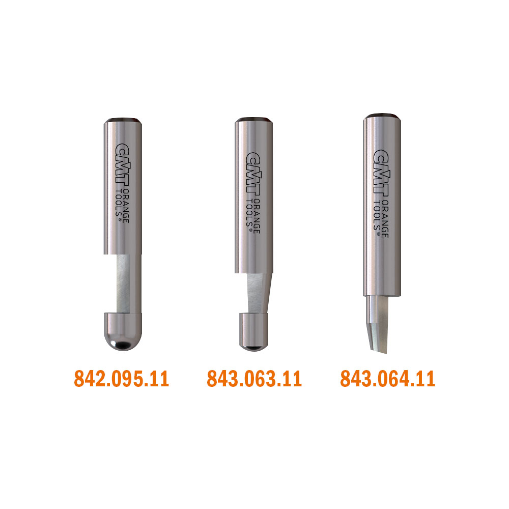 CMT 843.064.11 SOLID CARBIDE COMBINATION TRIMMER BIT D=1/4”x3/8”  A=0°-10°   S=1/4”